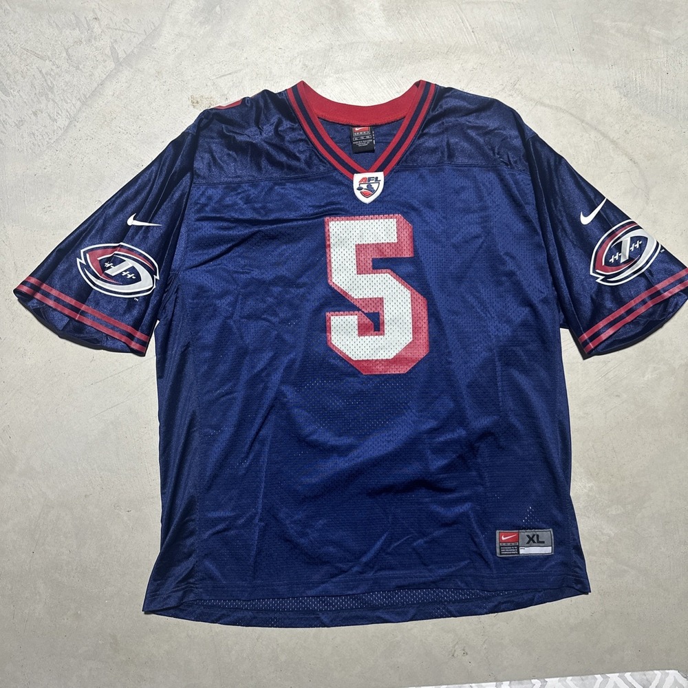 Vintage Team Nike Columbus Destroyers AFL Football Jersey #5 Blue SZ XL Y2K